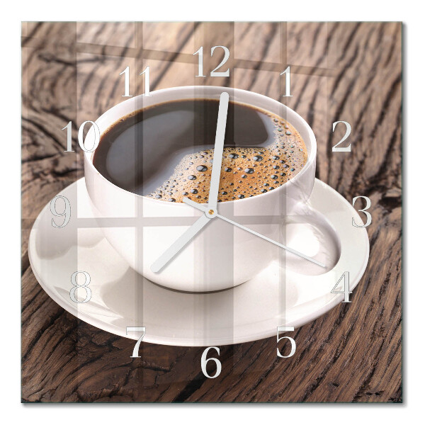 Moderne wandklok glas vierkant Koffie