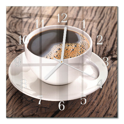 Moderne wandklok glas vierkant Koffie