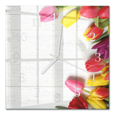 Decoratieve glazen klok vierkant Tulpen
