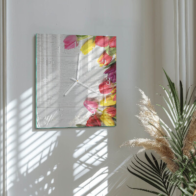 Decoratieve glazen klok vierkant Tulpen