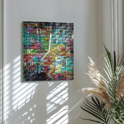 Moderne wandklok glas vierkant Baksteen