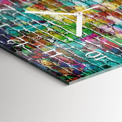 Moderne wandklok glas vierkant Baksteen