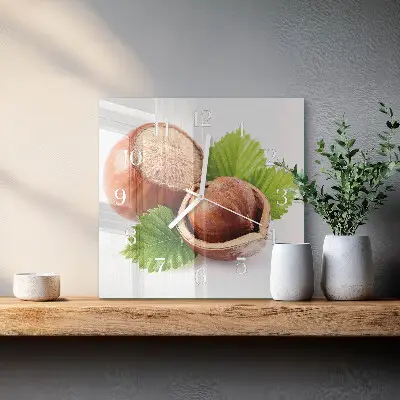 Vierkante glas klok Hazelnoten