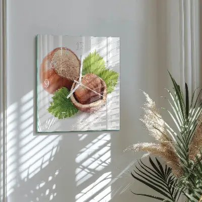 Vierkante glas klok Hazelnoten