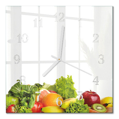 Moderne wandklok glas vierkant Groenten