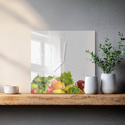 Moderne wandklok glas vierkant Groenten