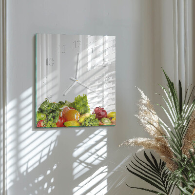 Moderne wandklok glas vierkant Groenten