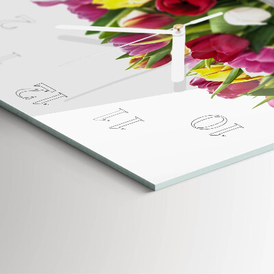 Moderne wandklok glas vierkant Tulpen