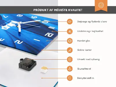 Decoratieve glazen klok vierkant Wei