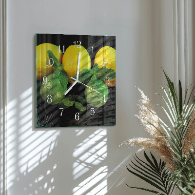 Vierkante glas klok Citroenen