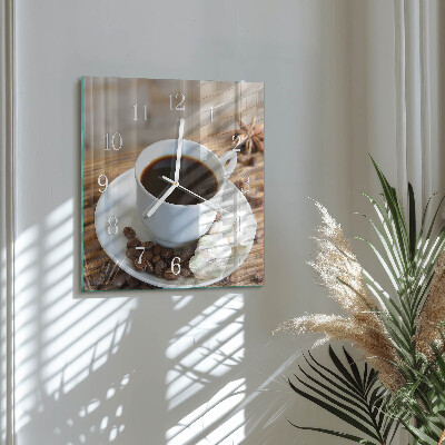 Decoratieve glazen klok vierkant Koffie