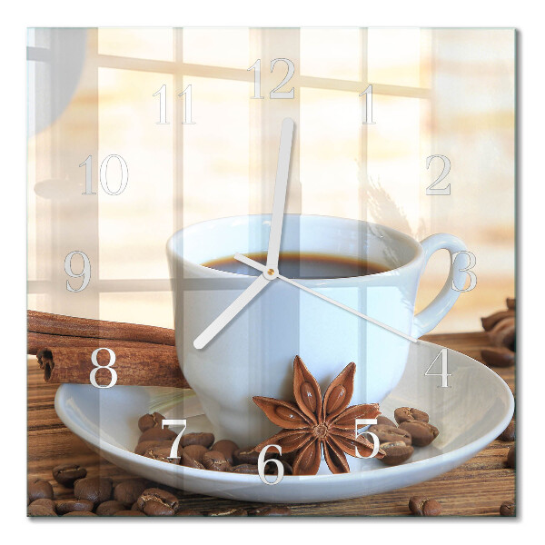 Vierkante glazen klok Koffie