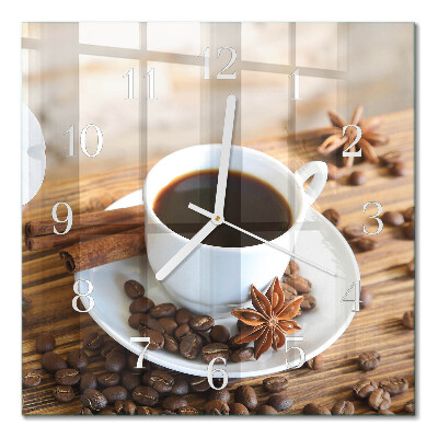 Moderne wandklok glas vierkant Koffie