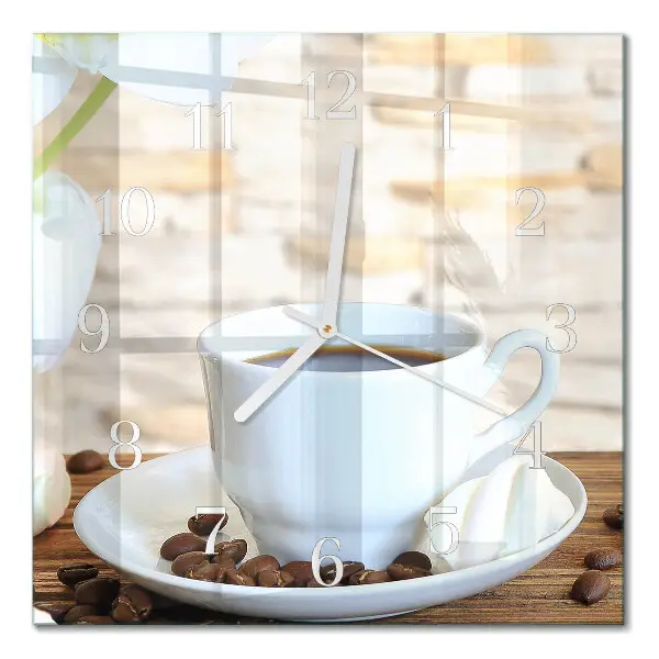 Vierkante glas klok Koffie