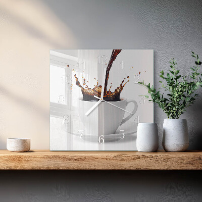 Vierkante glas klok Koffie