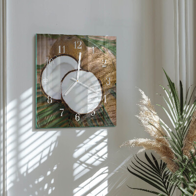Decoratieve glazen klok vierkant Kokosnoten