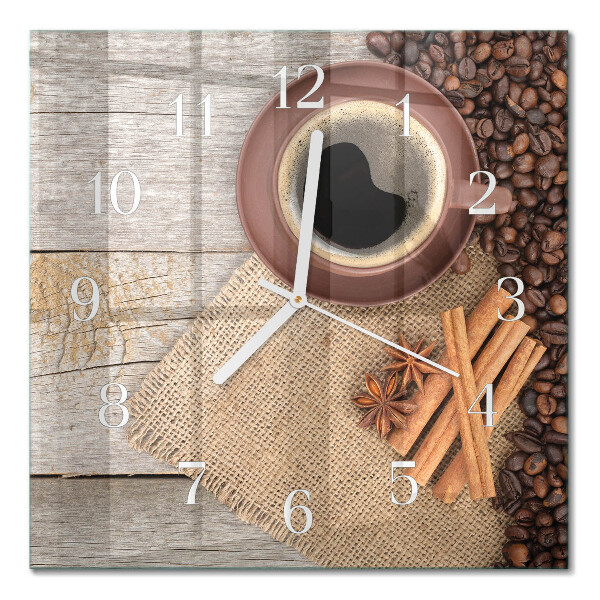 Vierkante glazen klok Koffiebonen