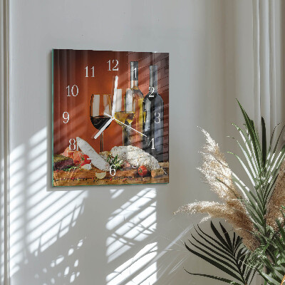 Moderne wandklok glas vierkant Wijn