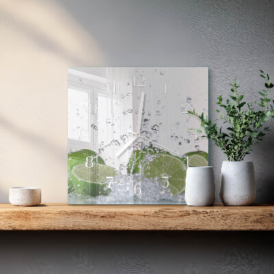 Decoratieve glazen klok vierkant Limoenen