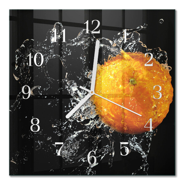 Moderne wandklok glas vierkant Oranje