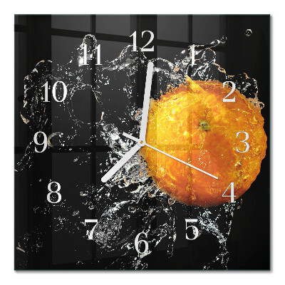 Moderne wandklok glas vierkant Oranje