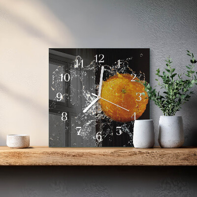 Moderne wandklok glas vierkant Oranje