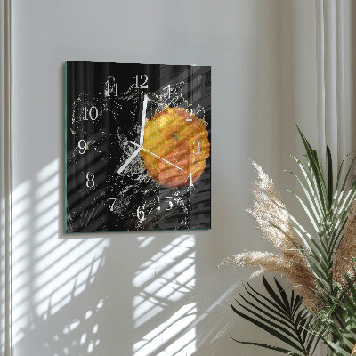 Moderne wandklok glas vierkant Oranje