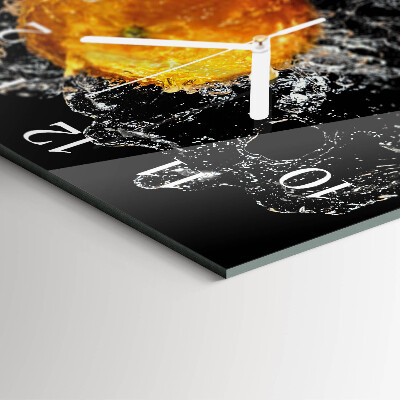 Moderne wandklok glas vierkant Oranje