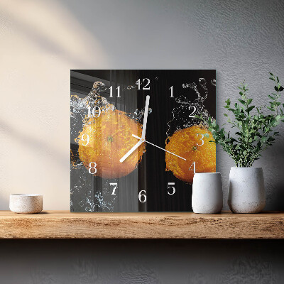 Vierkante glas klok Sinaasappels