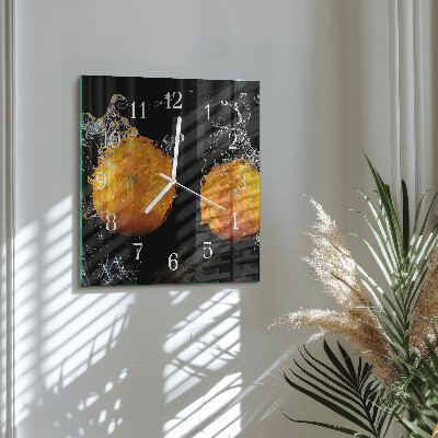 Vierkante glas klok Sinaasappels