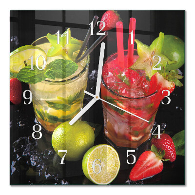 Moderne wandklok glas vierkant Cocktail