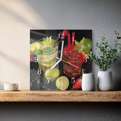 Moderne wandklok glas vierkant Cocktail