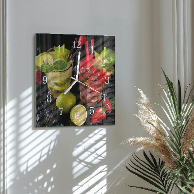 Moderne wandklok glas vierkant Cocktail