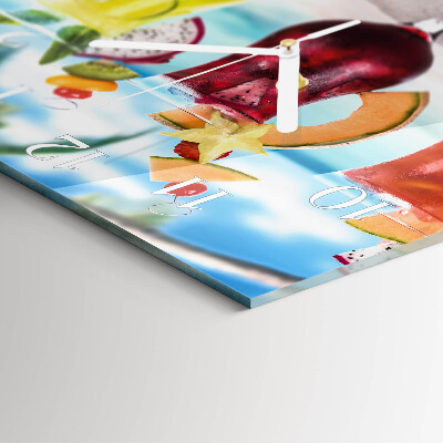 Vierkante glazen wandklok Cocktail