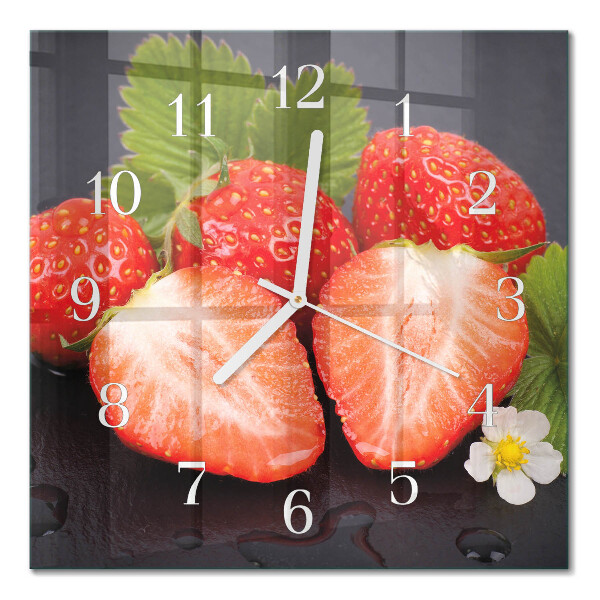 Decoratieve glazen klok vierkant Aardbeien