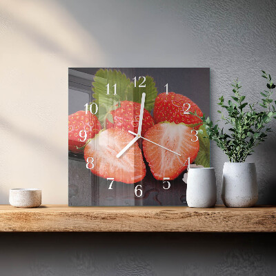 Decoratieve glazen klok vierkant Aardbeien