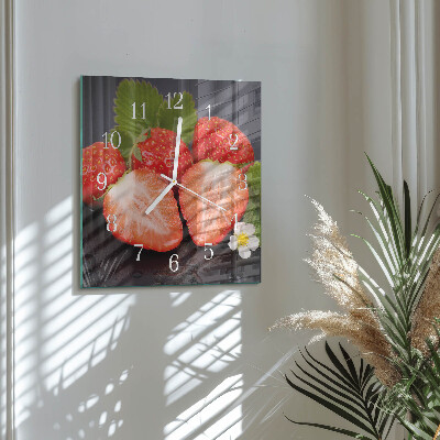 Decoratieve glazen klok vierkant Aardbeien