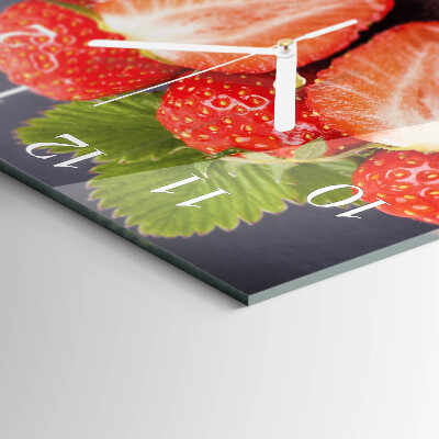 Decoratieve glazen klok vierkant Aardbeien
