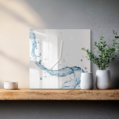 Moderne wandklok glas vierkant Water