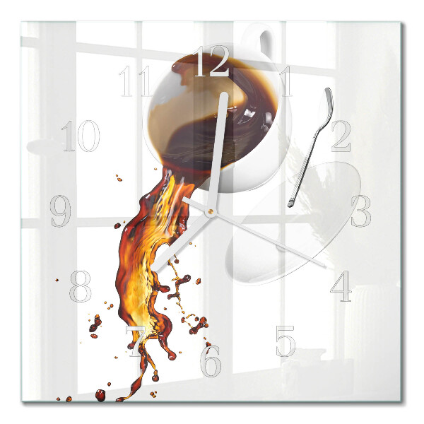 Moderne wandklok glas vierkant Koffie