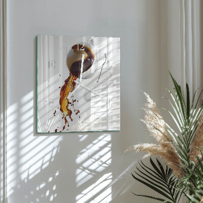 Moderne wandklok glas vierkant Koffie