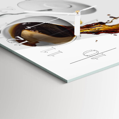 Moderne wandklok glas vierkant Koffie