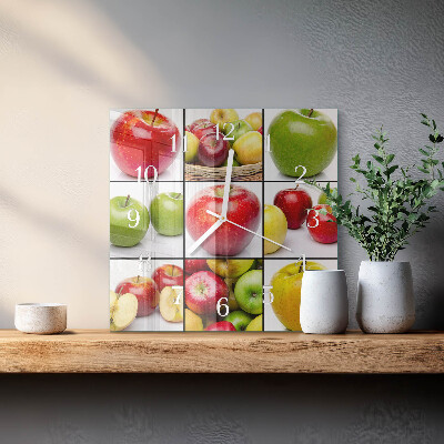 Moderne wandklok glas vierkant Appels