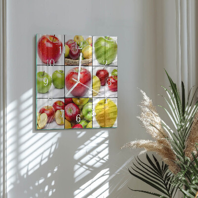 Moderne wandklok glas vierkant Appels