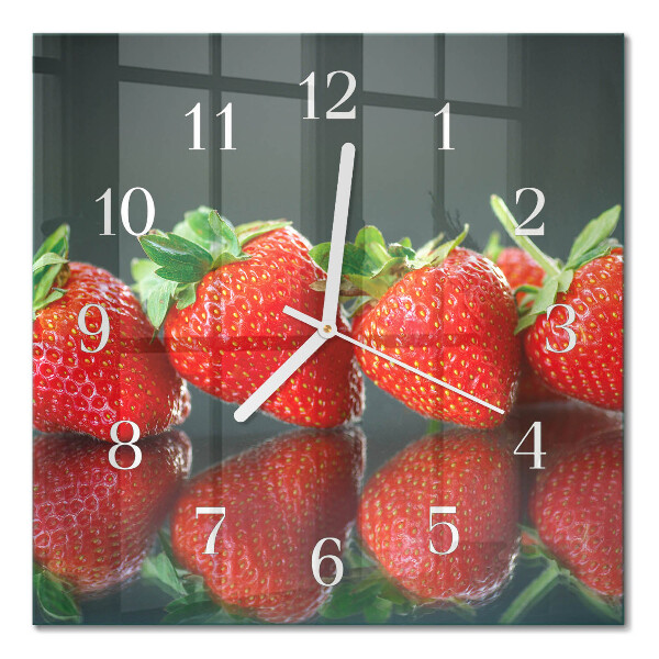 Moderne wandklok glas vierkant Aardbeien