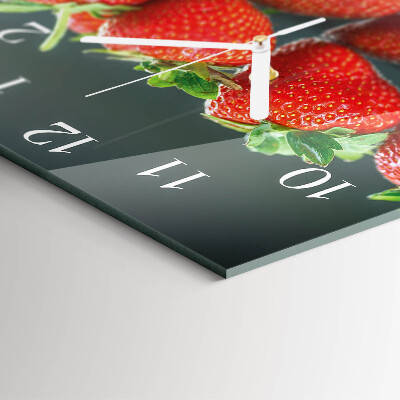 Moderne wandklok glas vierkant Aardbeien