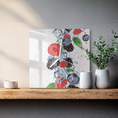 Moderne wandklok glas vierkant Fruitijs