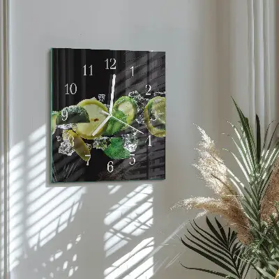 Moderne wandklok glas vierkant Citroen en limoen