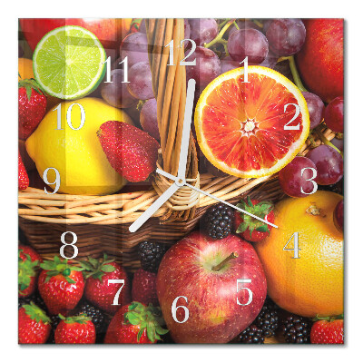 Decoratieve glazen klok vierkant Fruit