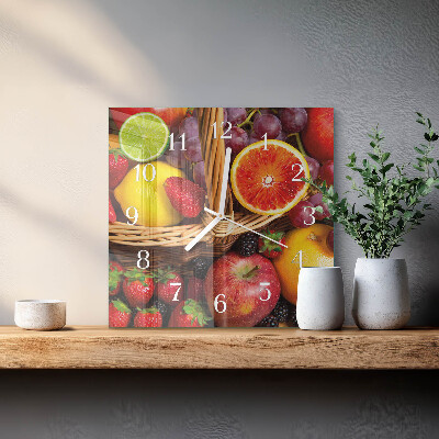 Decoratieve glazen klok vierkant Fruit